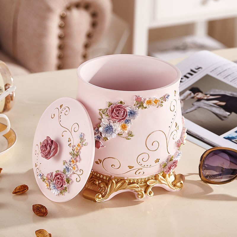 European desktop coffee table mini storage bin trash can small home storage tube garden round flower bucket garbage cans