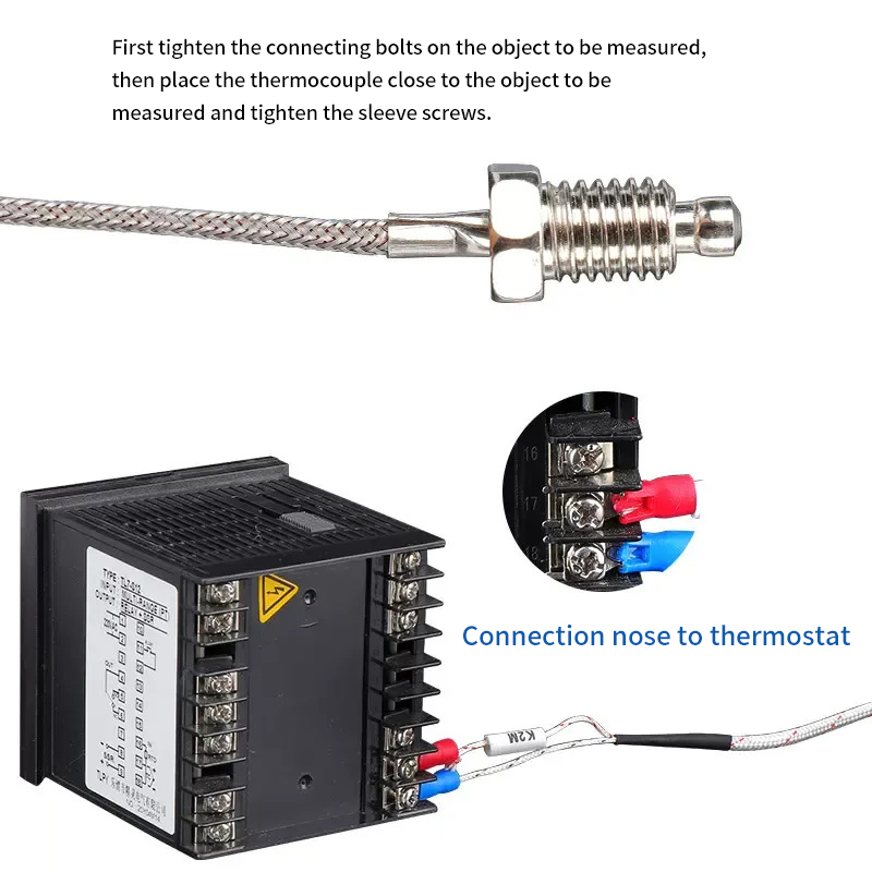 Rosca termopar M6 tornillo tipo K 1/2/3/4/5M sensor de sonda sensor de temperatura 0-400 ° Controlador de temperatura C