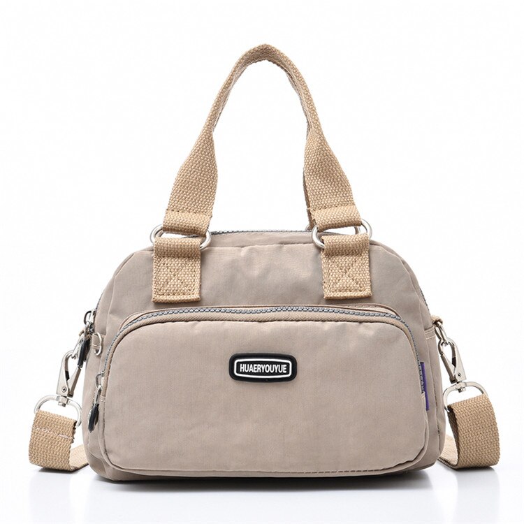 Multi-Pockets Small Women's Shoulder bag Female Travel Handbag Messenger Bag Ladies Nylon Tote CrossBody Bag Bolsas: Apricot