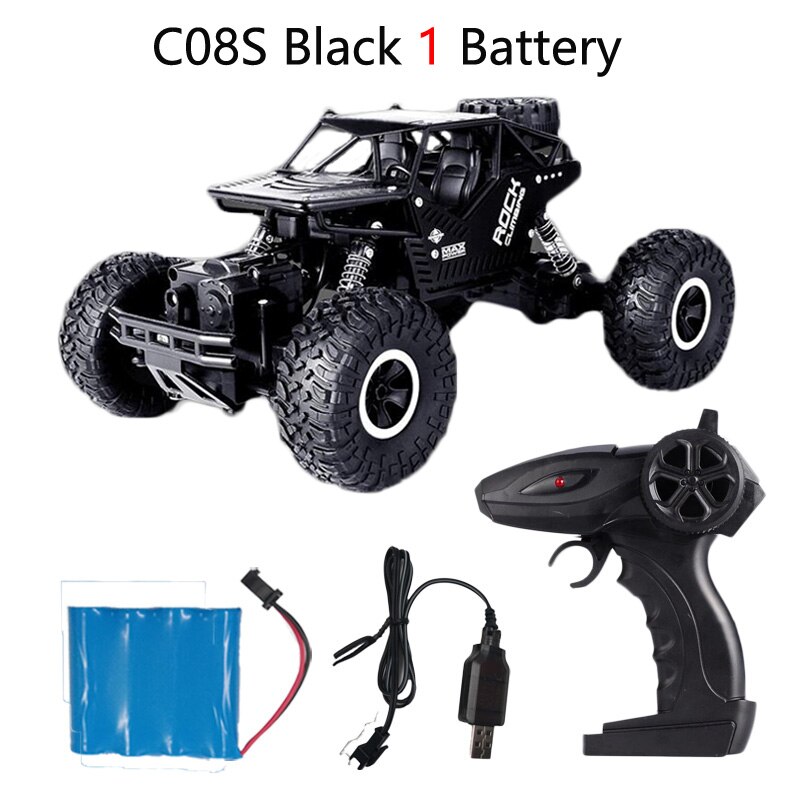 C08S Afstandsbediening Speelgoed Rc Auto 1:16 4WD Klimmen Auto Bigfoot Auto Off-Road Voertuig Speelgoed Voor Kinderen dubbele Motoren: Black 1B