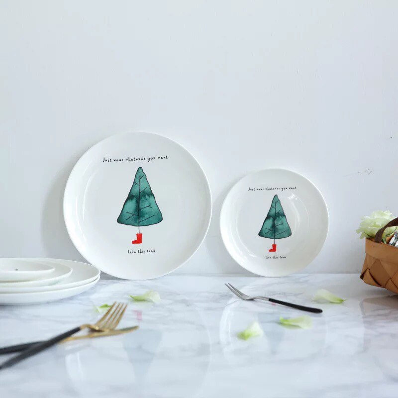 Cactus Styles 8 inch Ceramic Domestic Plate Kitchen Tableware Cake Dessert Fruit Snack Breakfast Steak Dinner Dish Dishes