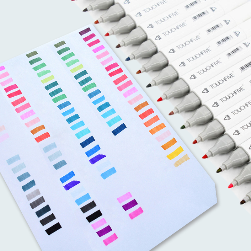 TouchFIVE 60/80/168 Farben Marker Set Manga Zeichnung Marker Pen Alkohol Basierend Skizze Filz-Spitze Fettige Twin Pinsel Stift Kunst liefert