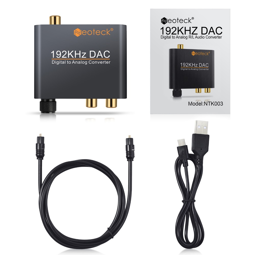 PROZOR Digital a convertidor de Audio analógico RCA 3,5mm Jack Coaxial Toslink a estéreo analógico 192kHz Adaptador convertidor de aluminio DAC