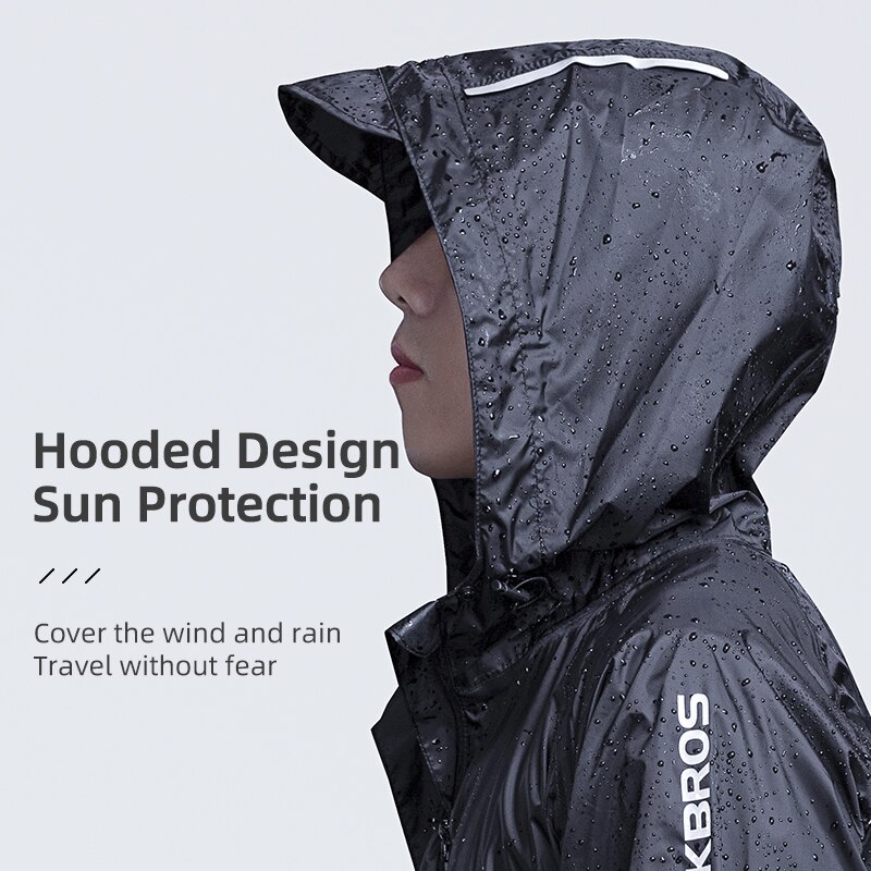 ROCKBROS-chubasquero con capucha para ciclismo, impermeable, reflectante, protección UV, secado rápido, equipo deportivo para exteriores