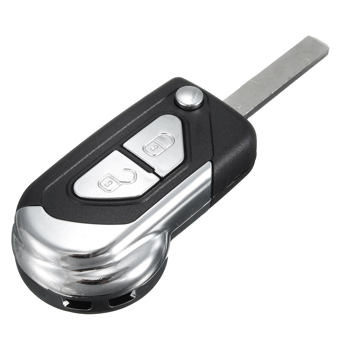 Zwart 2 Knoppen Lock Unlock Plating Afstandsbediening Sleutelhanger Case Shell w/Ongesneden Blade Flip voor Citroen DS3