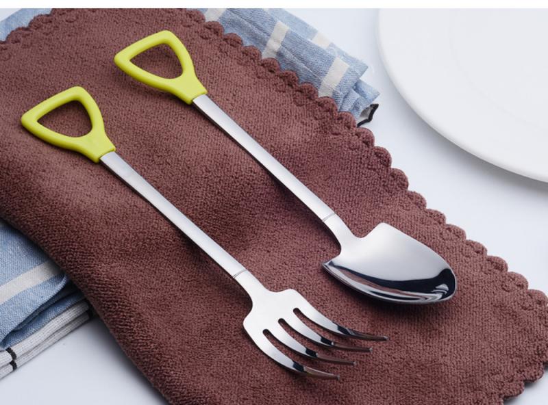 Shovel Small Spoon Fork Taro Spoon Coffee Stir Spoon Stainless Steel Long Handle Spoon Fork Western Steak Fork