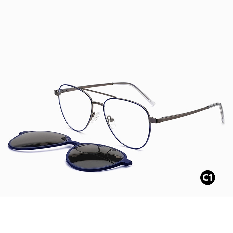 Ceofy, montura de gafas Vintage para hombre, Clip solar polarizado 2 en 1, de , montura de gafas graduadas ópticas para hombre: Verde