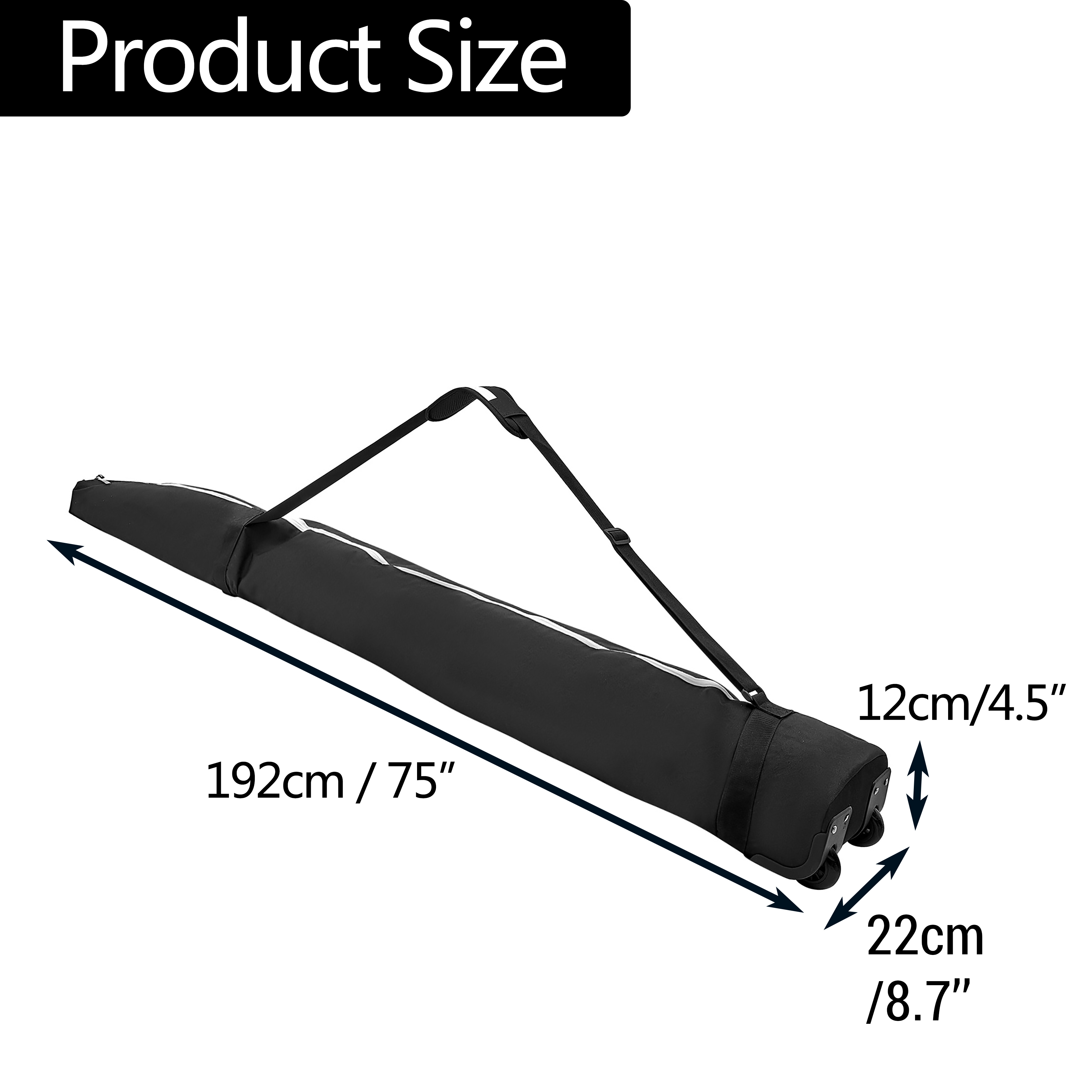 Snowboardtas met wielen, waterdichte opbergtas voor ski-uitrusting.