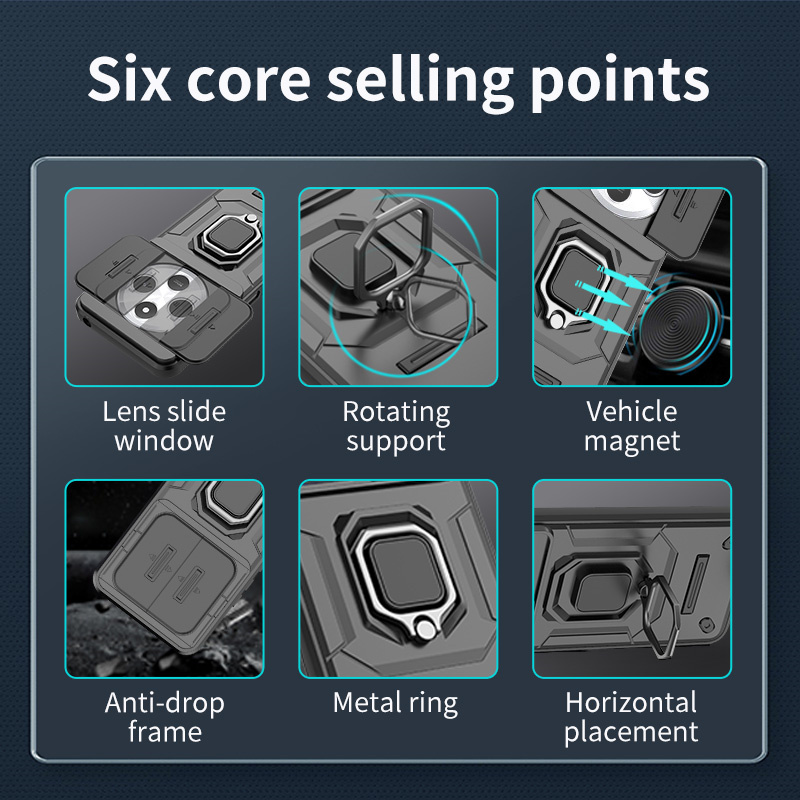 Capa pour Xiaomi Redmi 14C 4G étui caméra coulissante protéger armure coque de téléphone pour Redmi14C Redmy 14C 14 C C14 support magnétique anneau couverture