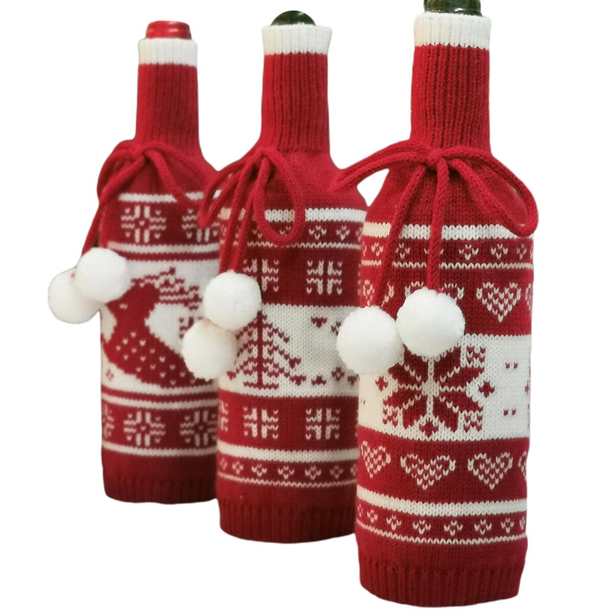 Leuke Kerst Gebreide Wijnfles Cover Leuke Kerstboom Elanden Sneeuwvlok Gebreide Wijn Fles Trui Decor