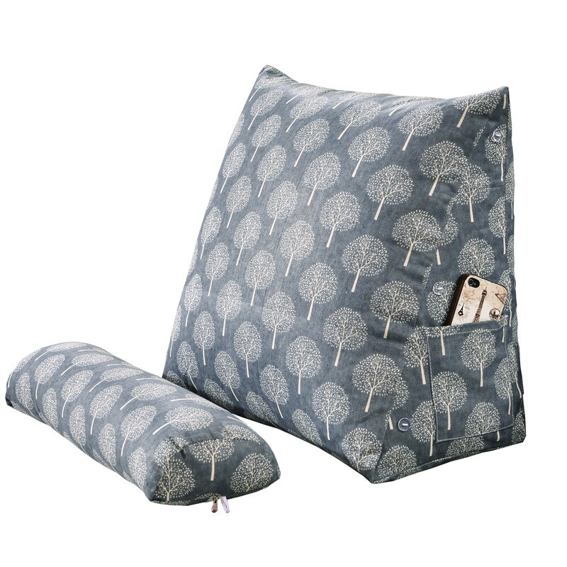 Bomuld linned justerbar højde trekantet rygpude pude til sofa puder til sengestøtte pude rygstøtte kropspude: 03