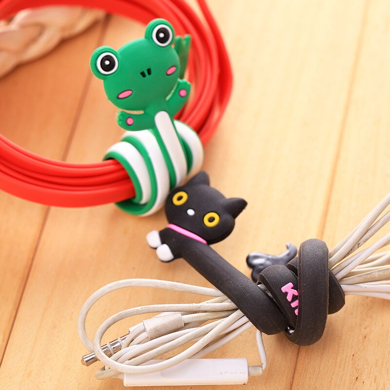 Cute USB Cable Winder Organizer Holder Cartoon Earphone Wire Management For IPhone11 12 Cable Tablet MP3 MP4 PC Electric Cord