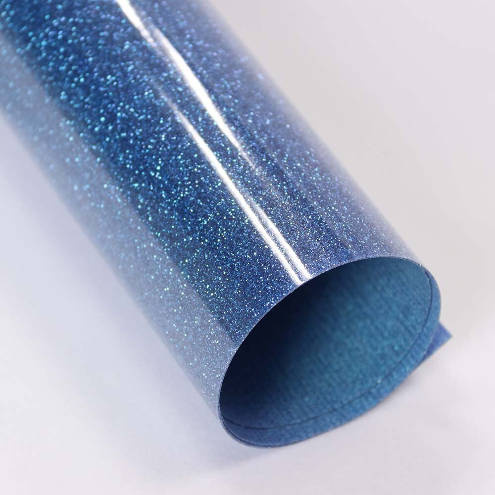 A4 Sample 21cm x 30cm Glitter Warmteoverdracht Vinyl Film voor Kledingstuk ijzer op Textiel Grafische Warmte Pers vinyl Kleur voor kiezen: sky blue