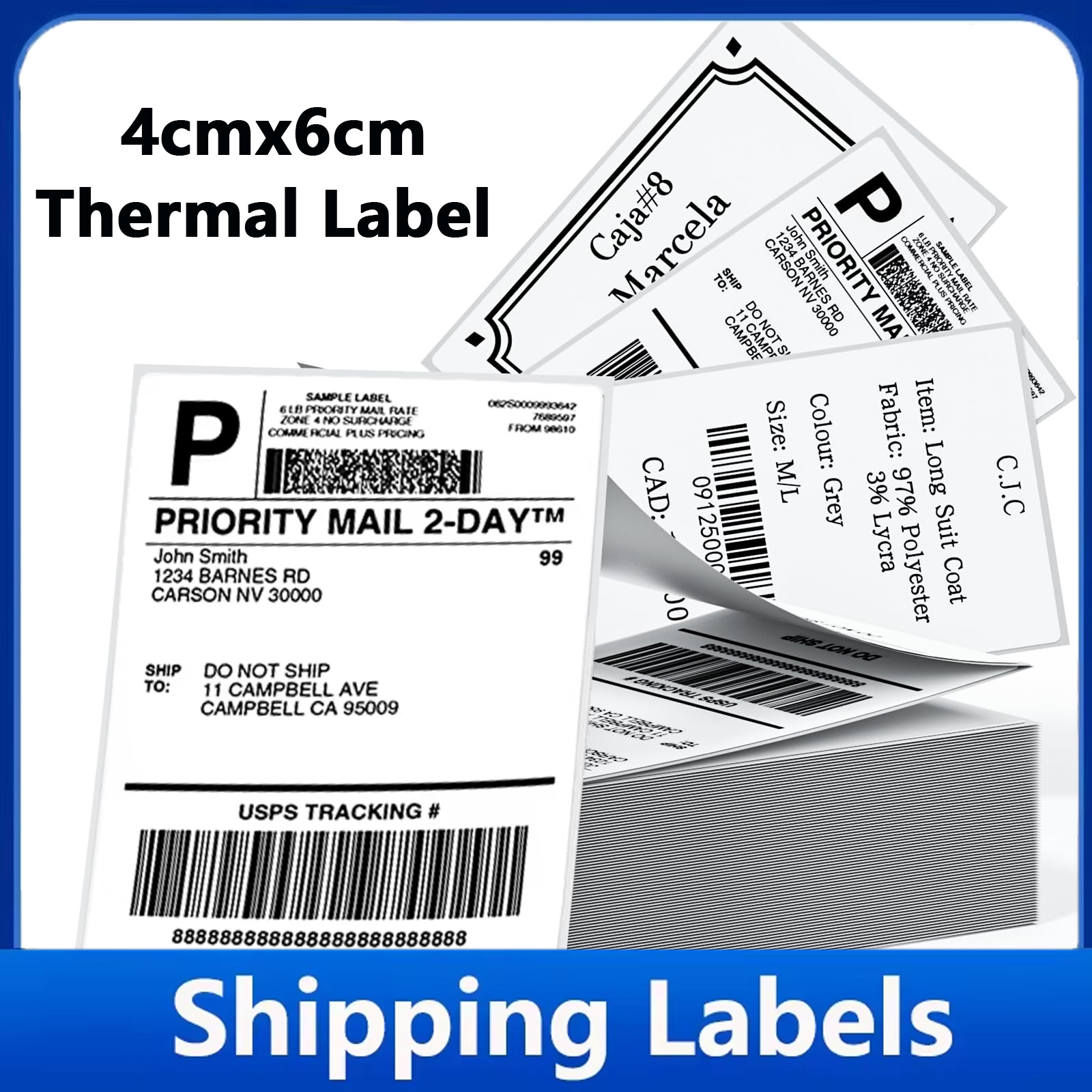 4x6 Inch 100/500 sheets Thermal Label Printer Self-Adhesive Thermal Printing Paper DHL UPS Express Barcode Label