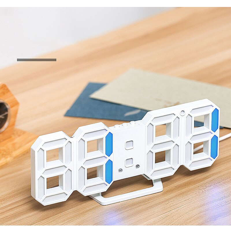 3D Luminous Plastic LED Digital clock Wall Desktop clock Alarm clock Time Temperature Calendar Display Modern Simplicity Clock