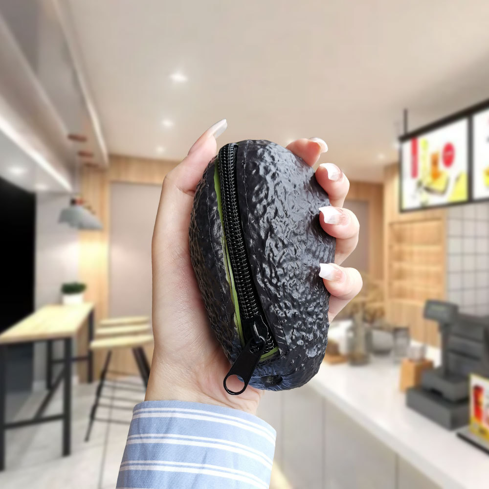 Avocado Shape Mini Coin Purse Wallet Bag Pouch Fun Novelty Portable Girls Handbag Storage Bag Zipper Pocket