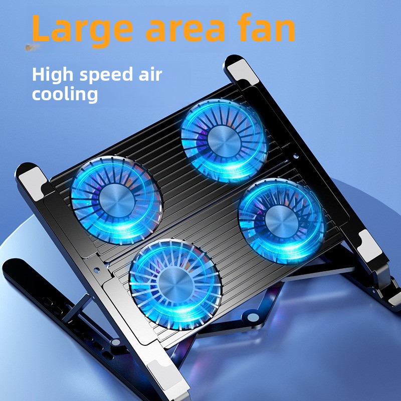 Laptop Cooler Base Stand Foldable Laptop Cooling Pad Portable Adjustable Notebook Stand for 13-17.3 Inch with 4 Fans