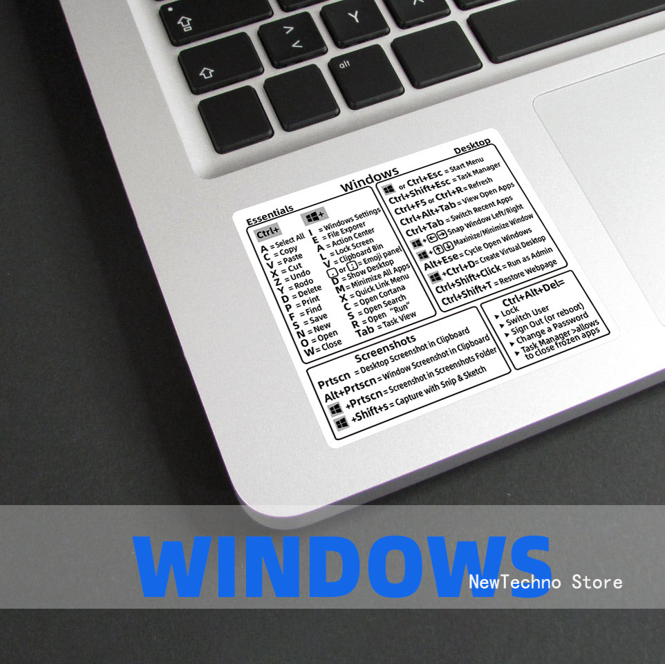 Keyboard Shortcut Stickers for Word Excel Windows/MAC/OS Letter Graphic Laptop Protective Sticker: Dark Blue