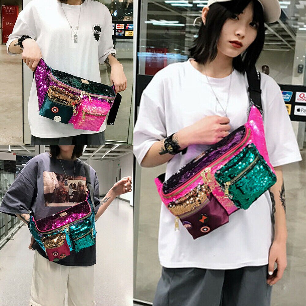 2019 mais novo Hot Presságio Designer Estilo Moda de Rua Bolsas Crossbody Sacos de Viagem Satchel Bolsa de Ombro Shinny Lantejoulas Saco Peito