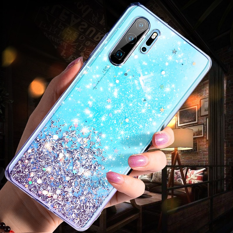 Bling Glitter Case for Huawei P20 Lite P30 Silicon Crystal Sequins Soft Cover for Huawei P30 Lite P20 Pro Transparent Phone Case