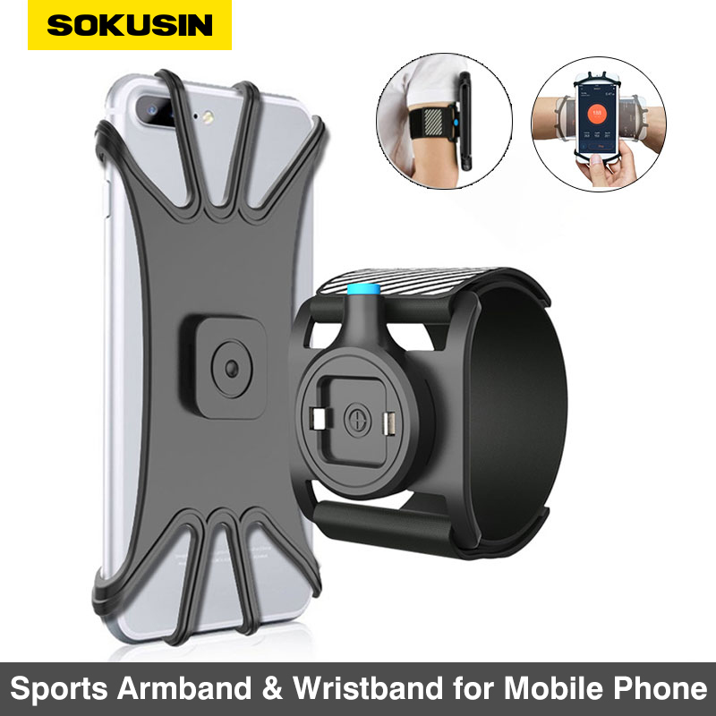 Sokusin Sport Running Armbanden Telefoon Houder Draaibare Jogging Mobiele Carry Polsbandje Arm Band Mobiel Quick Mount Universele