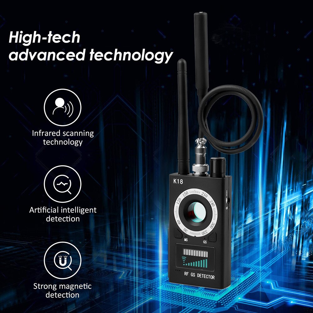 K18 Wireless Detector Camera GSM Audio Anti Bug Finder GPS Signal Lens RF Tracker Detect 1MHz-6.5GHz Multi-function Anti Camera