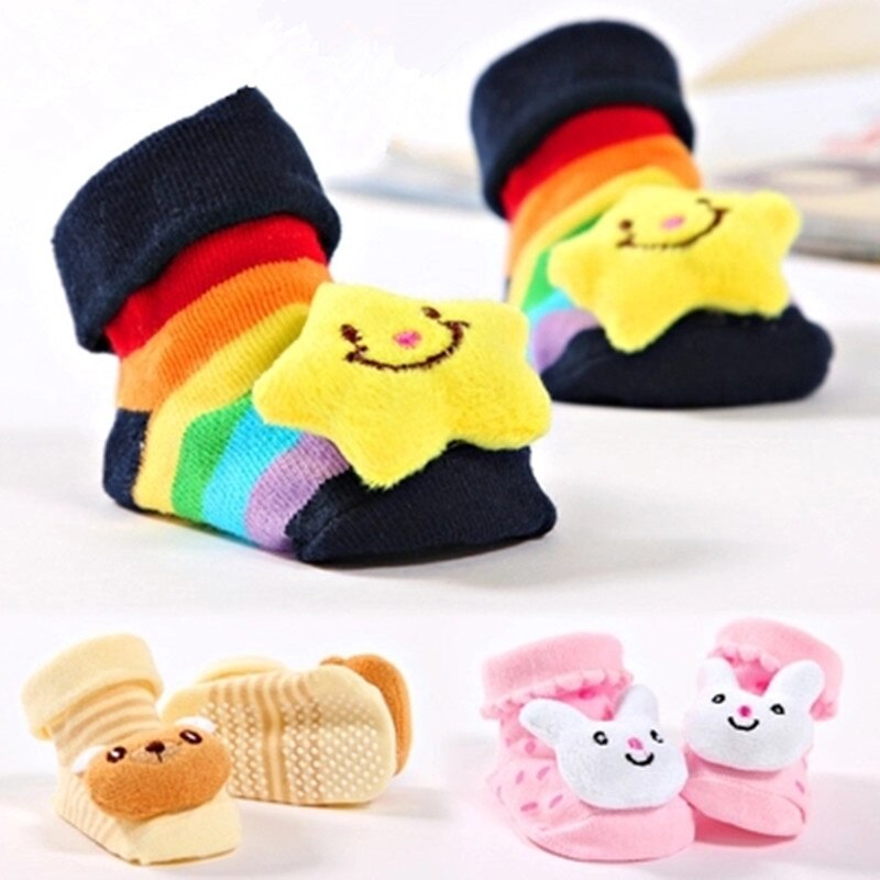 Lot de 3 paires de chaussettes en coton pour bébés filles et garçons, 25 modèles