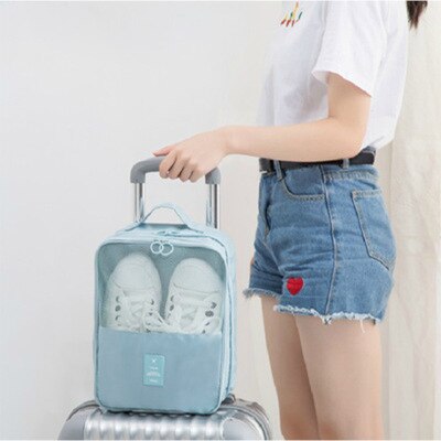 Sac à chaussures étanche en Nylon de couleur unie, sacs à chaussures, sacs de voyage, sac de rangement Portable à Double couche, sac de rangement sec et humide