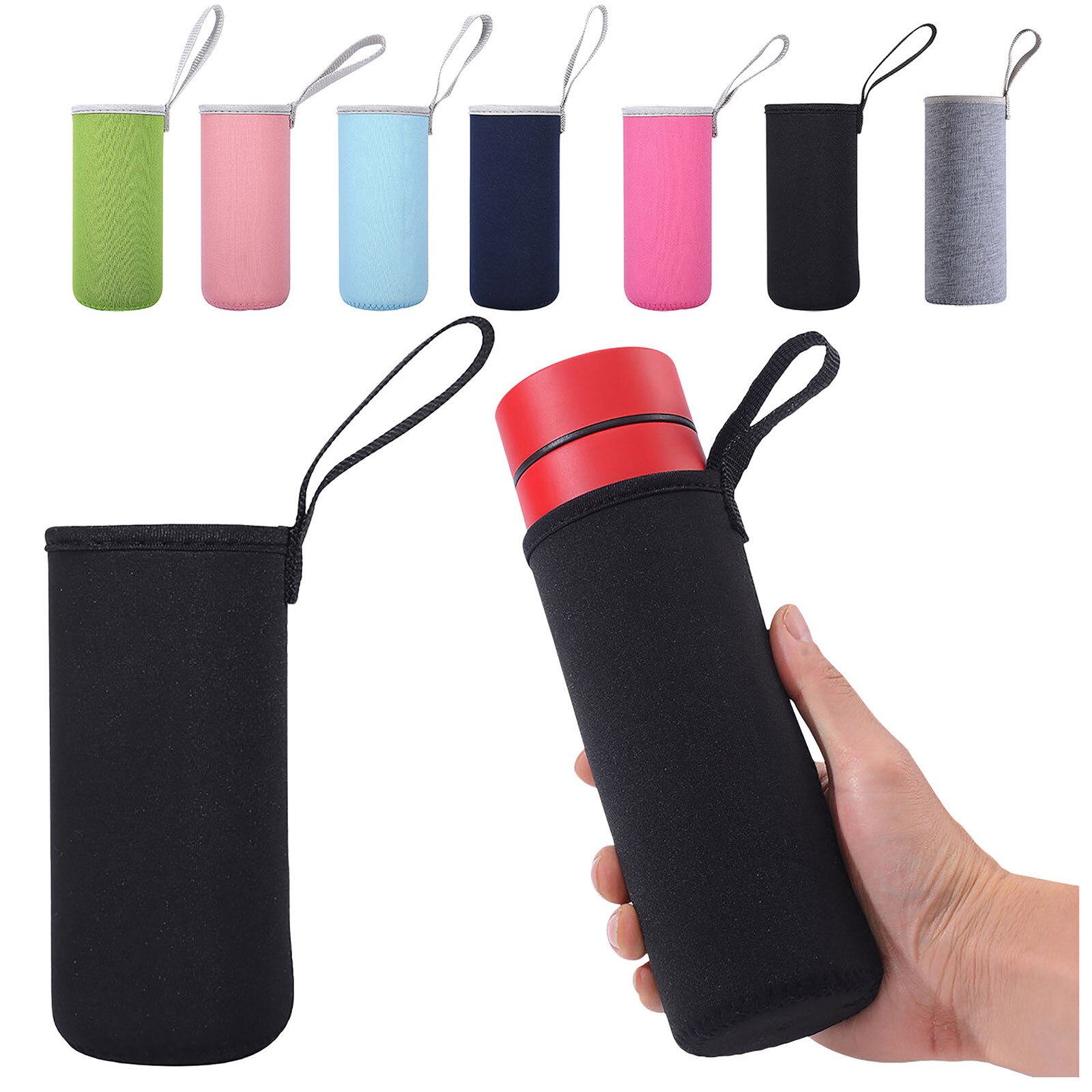 Insulated Neoprene Water Bottle Sleeve With Rope Water Bottles Bag Cover Pouch Holder Bottle Insulator For 19x6.8cm