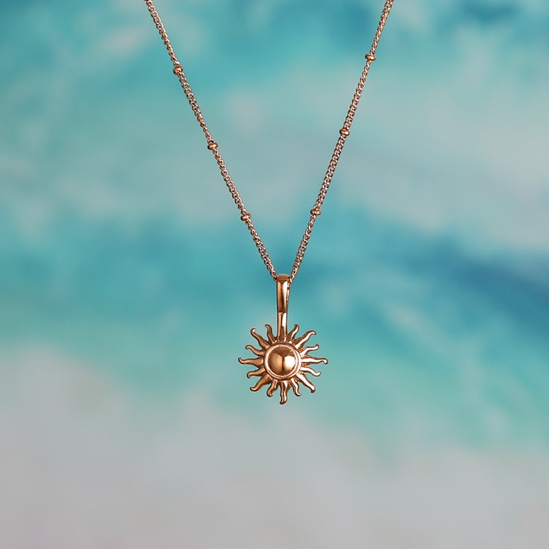 Newest 316L Stainless steel SUN Pendant Necklace Popsocket Vintage Bead Ball Sun Flower Necklace for Woman Beach Girl Best