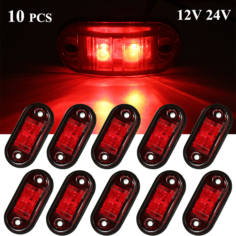 10pcs 12V 24V LED Side Marker Lights trailer External Lights Car Auto Truck Lorry camion Red Lamps accessories caravan