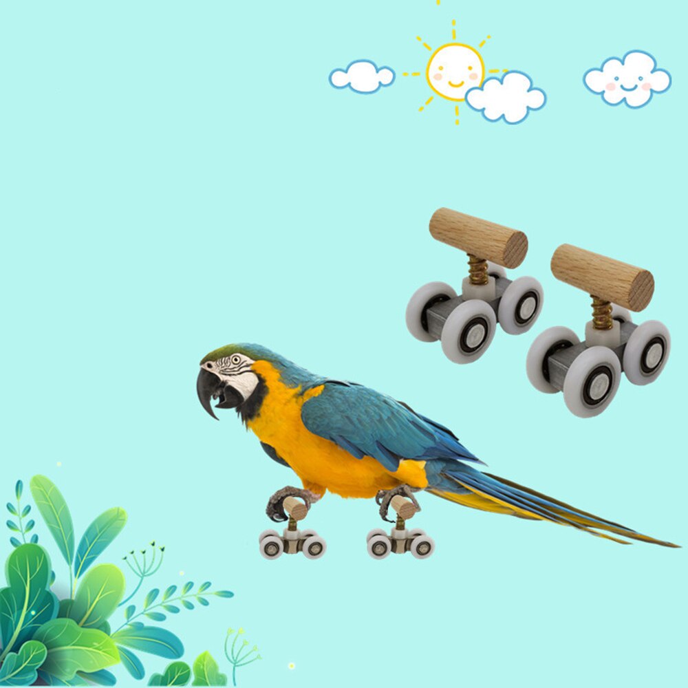 1 Paar Papegaai Speelgoed Houten Vogel Papegaai Schaatsen Speelgoed Training Intelligentie Schaatsen Schoenen Voor Vogels Levert Rolschaatsen Skateboard