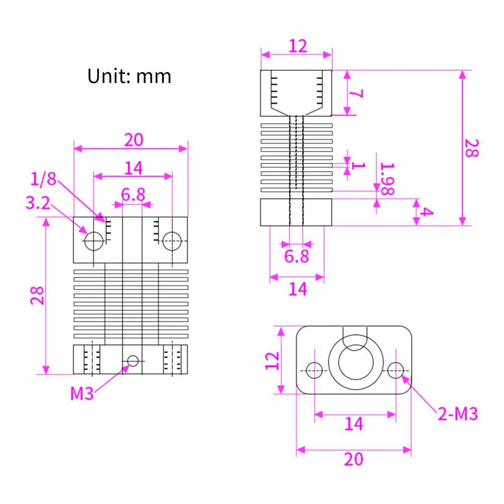 Extruder End Kit CR10 Extruder Heating Aluminum Block Print Head Nozzle Thermistor 3D Printer Extruder Heating Print Head