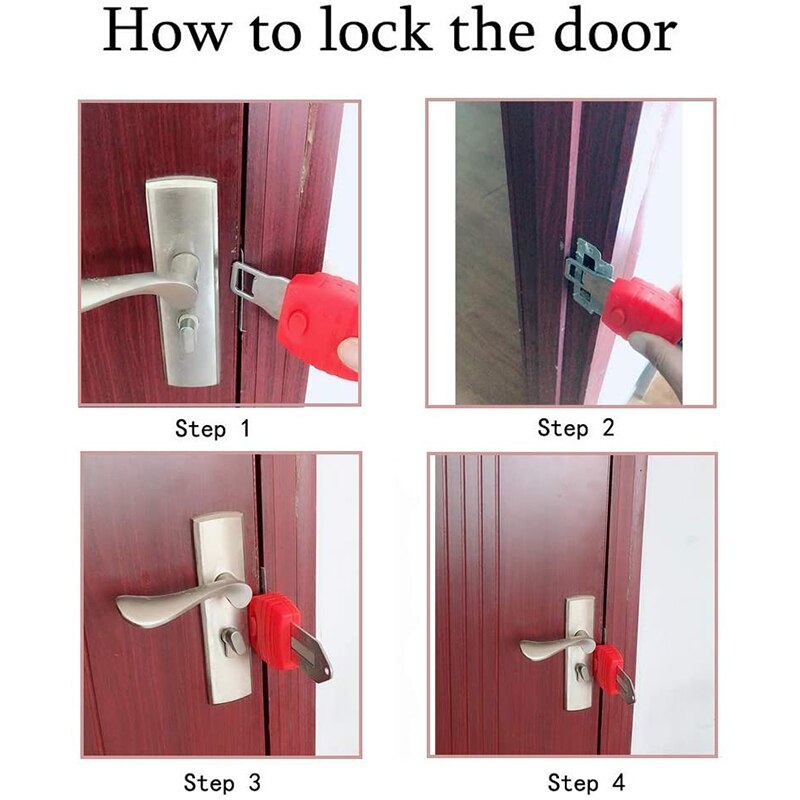 Portable Door Lock Travel Lock Safety Lock School Lockdown Lock for Travel Hotel Home Apartment Motel Room Security