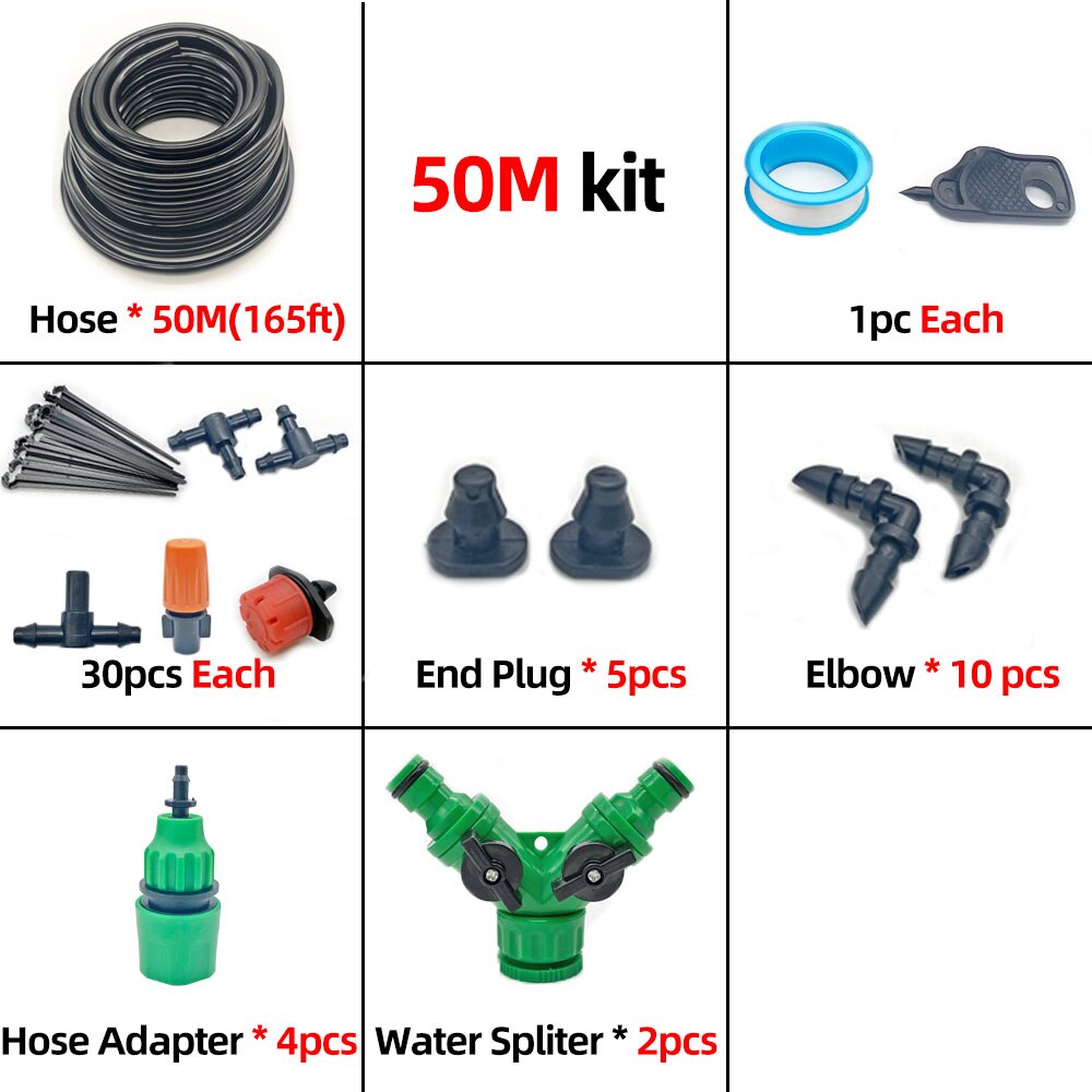 10-50M Garden Watering System Micro Drip Irrigation System Automatic Self Watering Kit Drippers Misting Cooling System: 50M