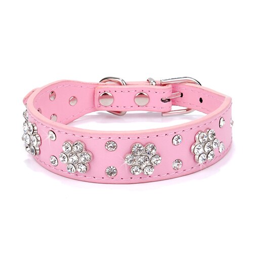 rhinestone pigg skinnhalsbånd krystall kjæledyr hundehalsbånd til små mellomstore hunder rosa rød blå svart: Rosa / M