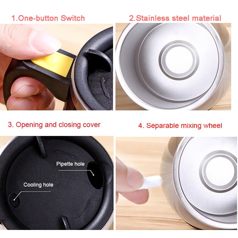 Coffee Mug Stainless Steel Magnetic Coffee Cup Self Stirring Automatic Milk Mixing Mugs Electric Lazy Shaker 2pcs 1 Spoon