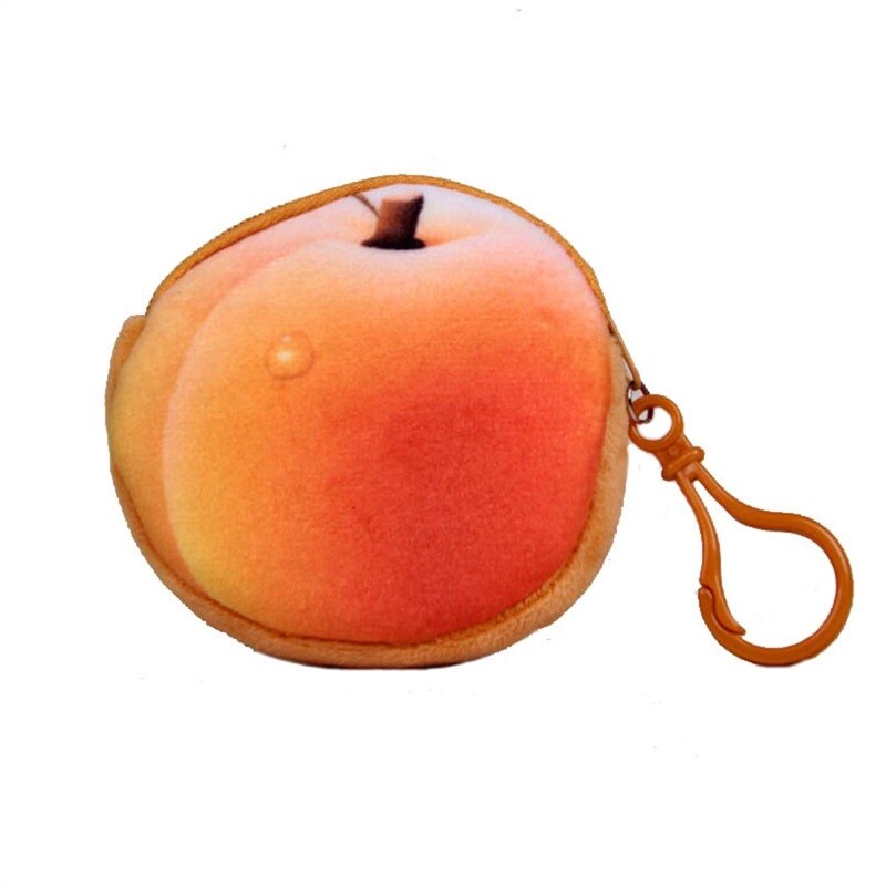 1Pcs Vrouwen Mini 3D Fruit Portemonnee Mini Handtas Key Mini Bag Vrouwelijke Rits Kleine Portemonnee Meisjes Portemonnee portemonnee: Yellow peach