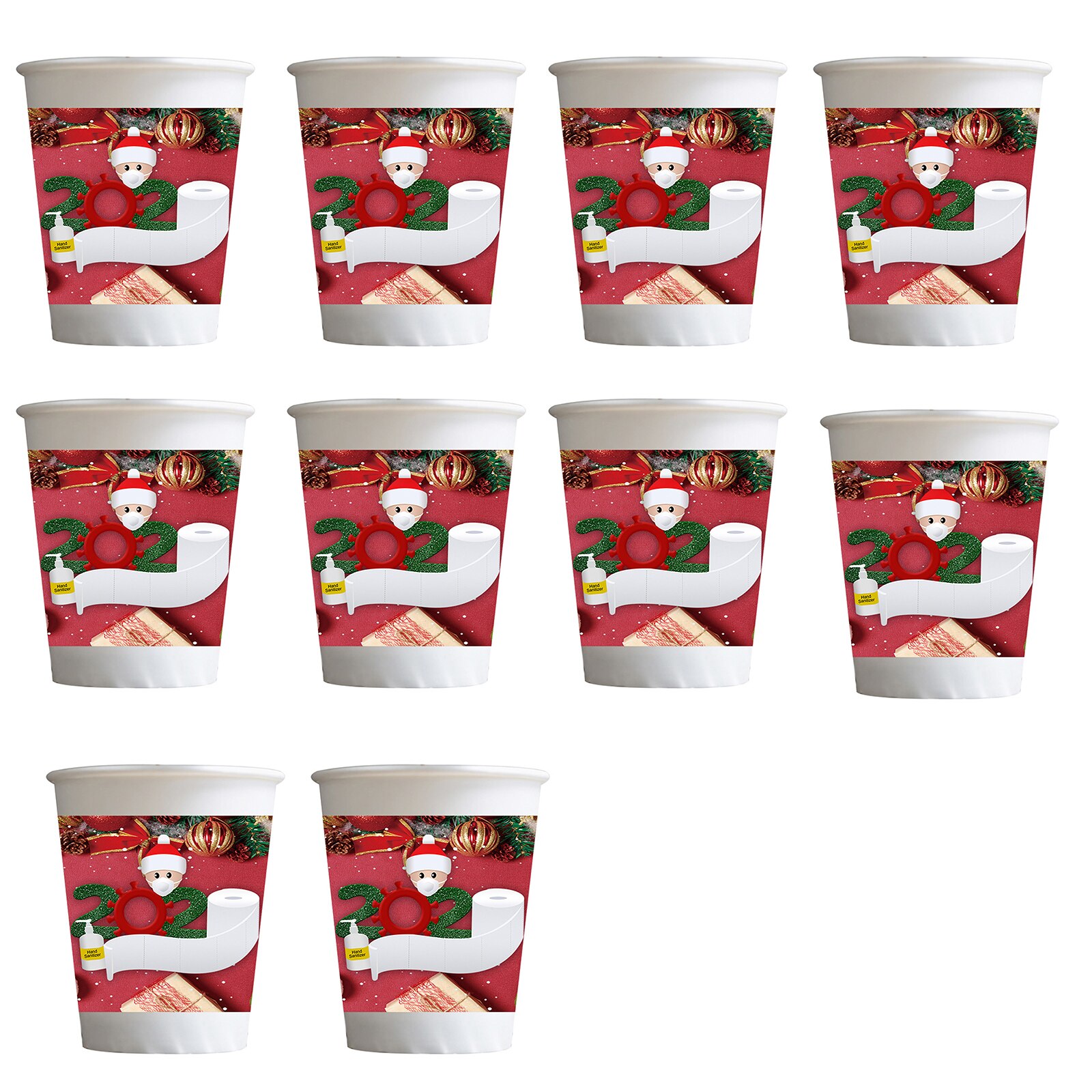 10PCS Christmas Paper Cups Christmas Decorations for Home Santa Disposable Cup Year Party Table Decor MDJ998