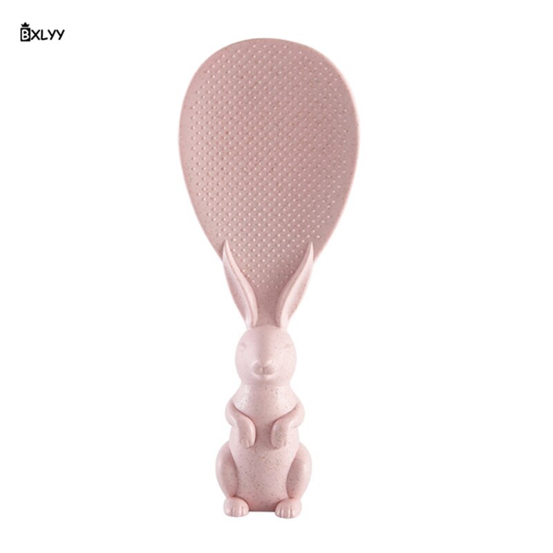 Cuchara de arroz Vertical de paja de trigo cuchara de arroz de dibujos animados antiadherente creativa, forma de utensilios de cocina para cocinar accesorios de cocina. 85z: Pink