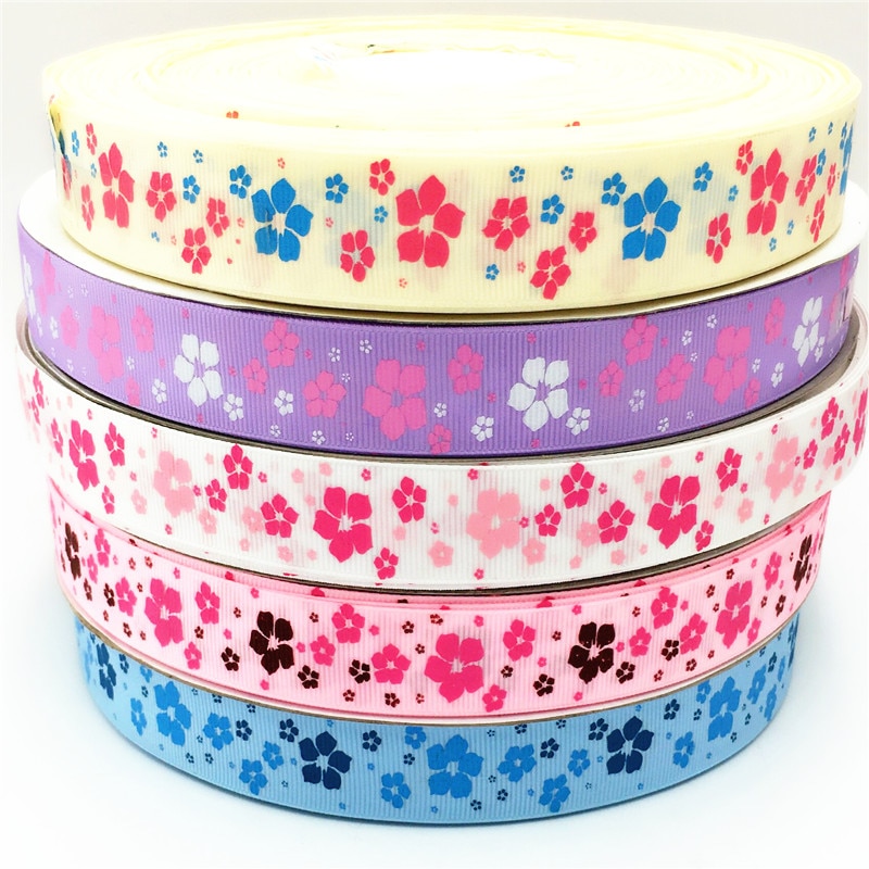 Suoja 5 Yard 1 "(25 Mm) Mooie Bloem Patroon Grosgrain Lint Tape Diy Handgemaakte Hairbow Lint