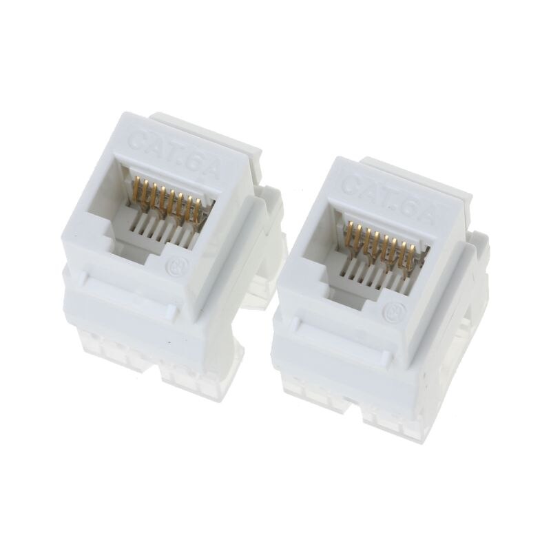 2Pcs UTP CAT6A Network Module Information Socket RJ45 Keystone Connector Cable Adapter Keystone Jack WXTA