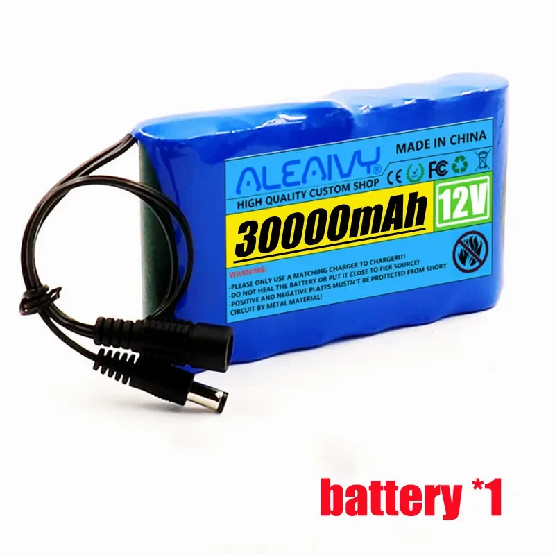 Portable Super 12V 30000mah Batteries Rechargeable Lithium Ion Battery Pack Capacity DC 12.6v 30Ah CCTV Cam Monitor + Charger: WHITE