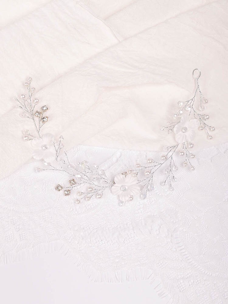 Sølv rose gull bryllup hodebånd krystall rhinestone blomst hodepynt bruden hodeplagg brude hår tilbehør ornamenter