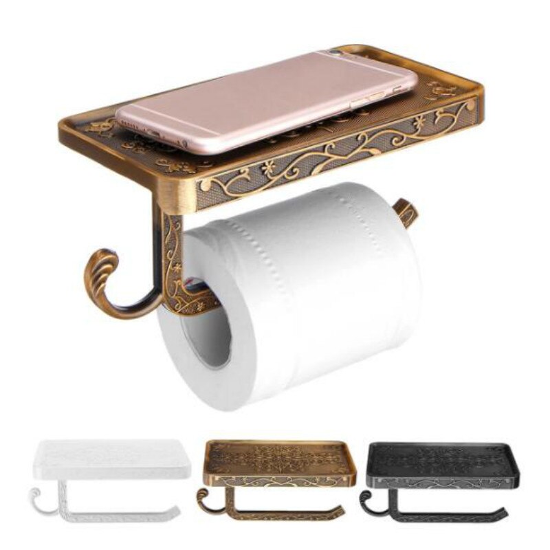 Antique Brass Toilet Paper Holder Bathroom Mobile Holder Toilet Tssue Paper Roll Holder Bathroom Storage Rack Accessory WF