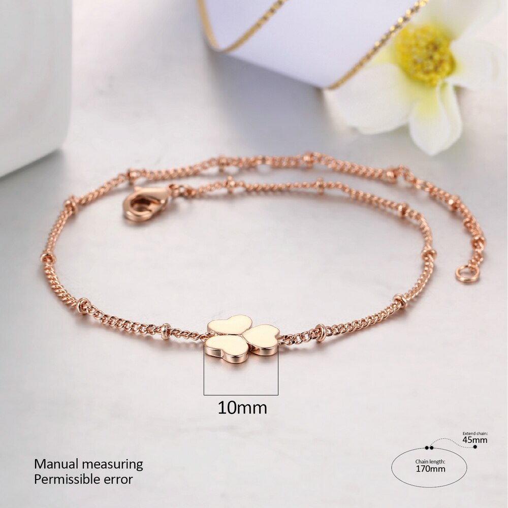 Double Fair Romantic Sweet Hearts Shape Bracelets & Bangles Rose Gold Color Jewelry for Women Wedding Party DFH142