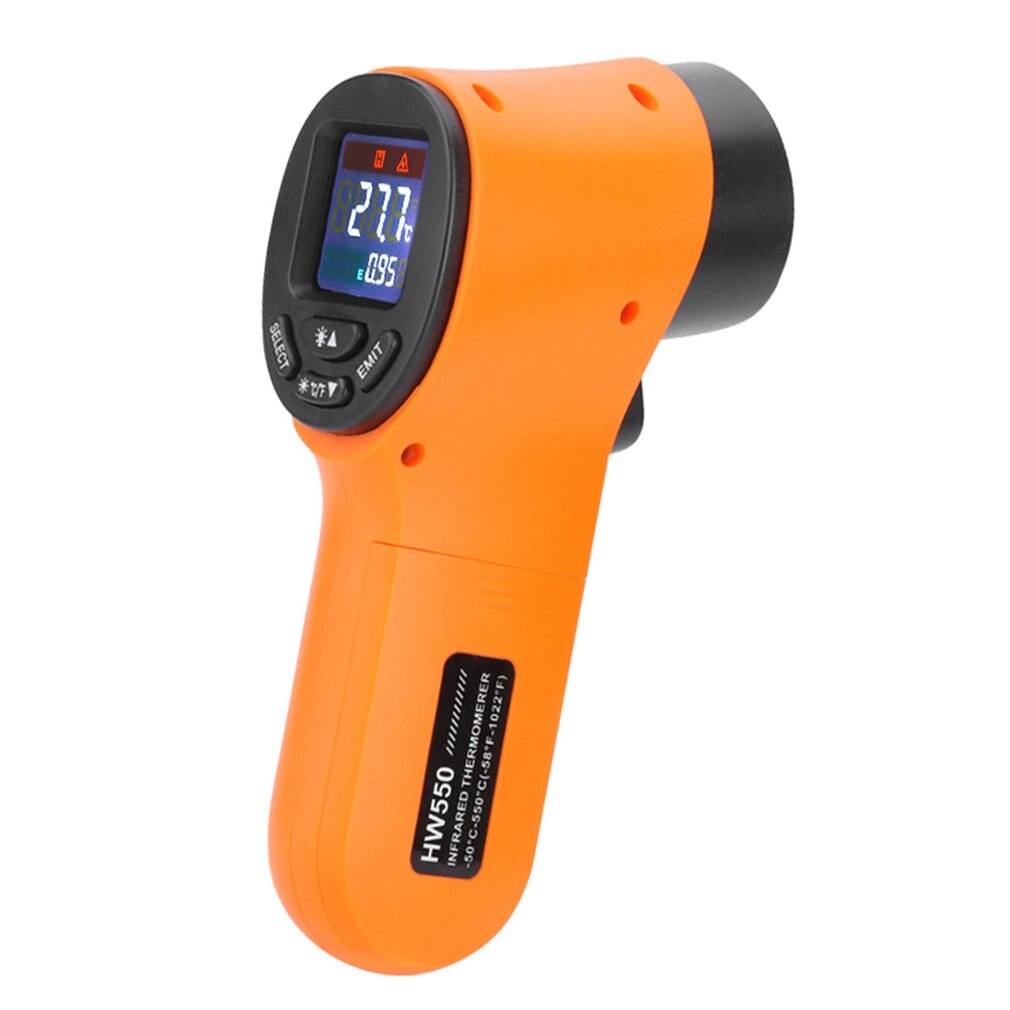 Termómetro infrarrojo manual HW550 temperatura-50 ~ 550 °C termómetro infrarrojo LCD sin contacto cocina Sensor termómetro Digital en existencia: Naranja