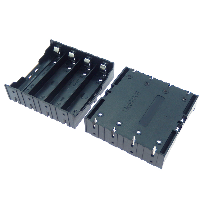 Batterijhouder voor 18650 stuks, 18650 in parallelle 3.7v- polige zwarte batterijen 4 geschikt om te solderen.
