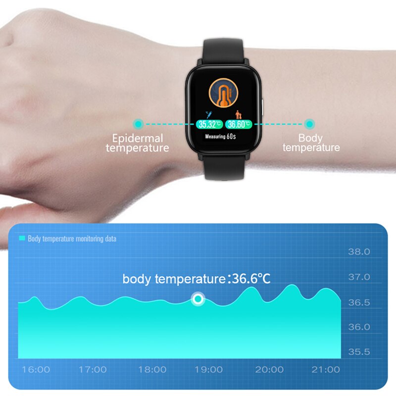 Bluetooth horloges fitness tracker lichaamstemperatuur hartslagmeter metronoom sportarmband smartwatch  r66