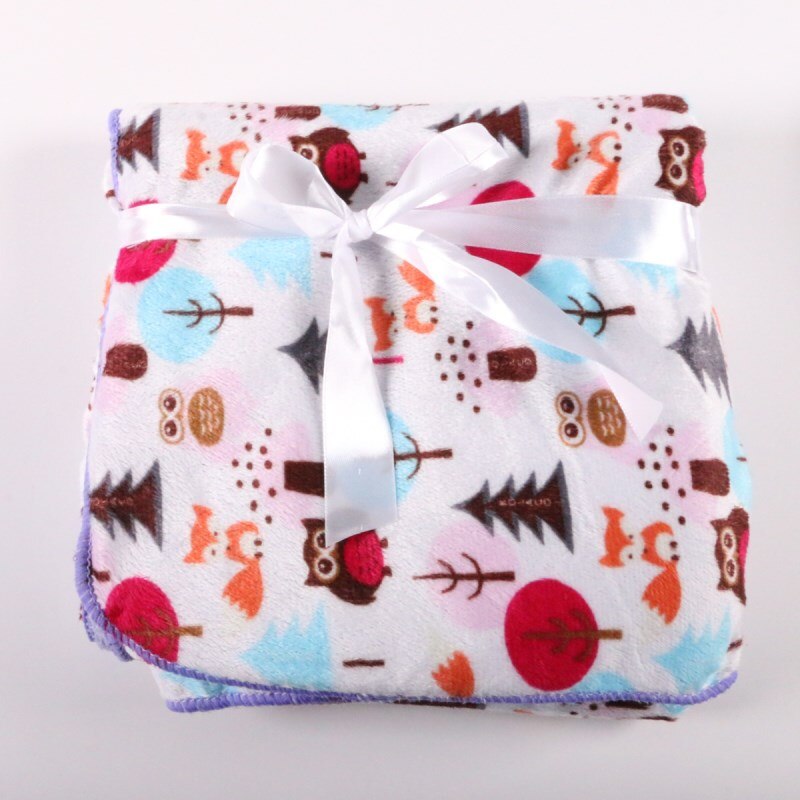 Factory Sales Baby Blanket thicken double layer fleece infant swaddle baby swaddle Microfiber plaid 76*102CM atrq0001: purpleowl